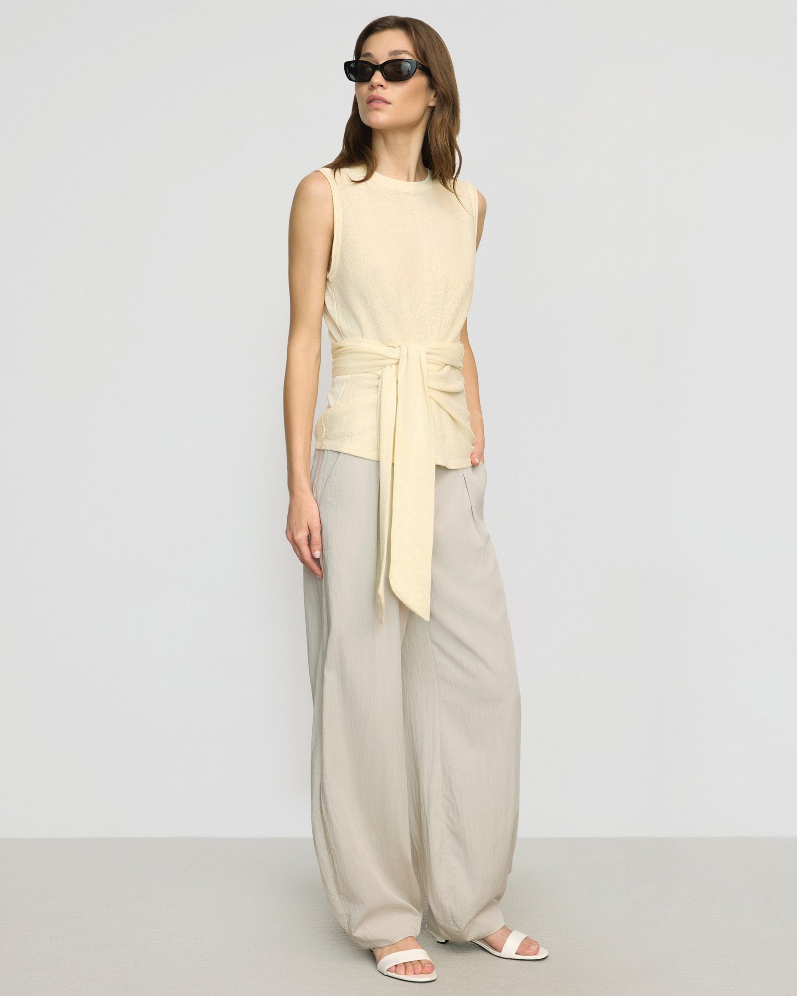 Rois Tie-Front Linen-Cotton Top