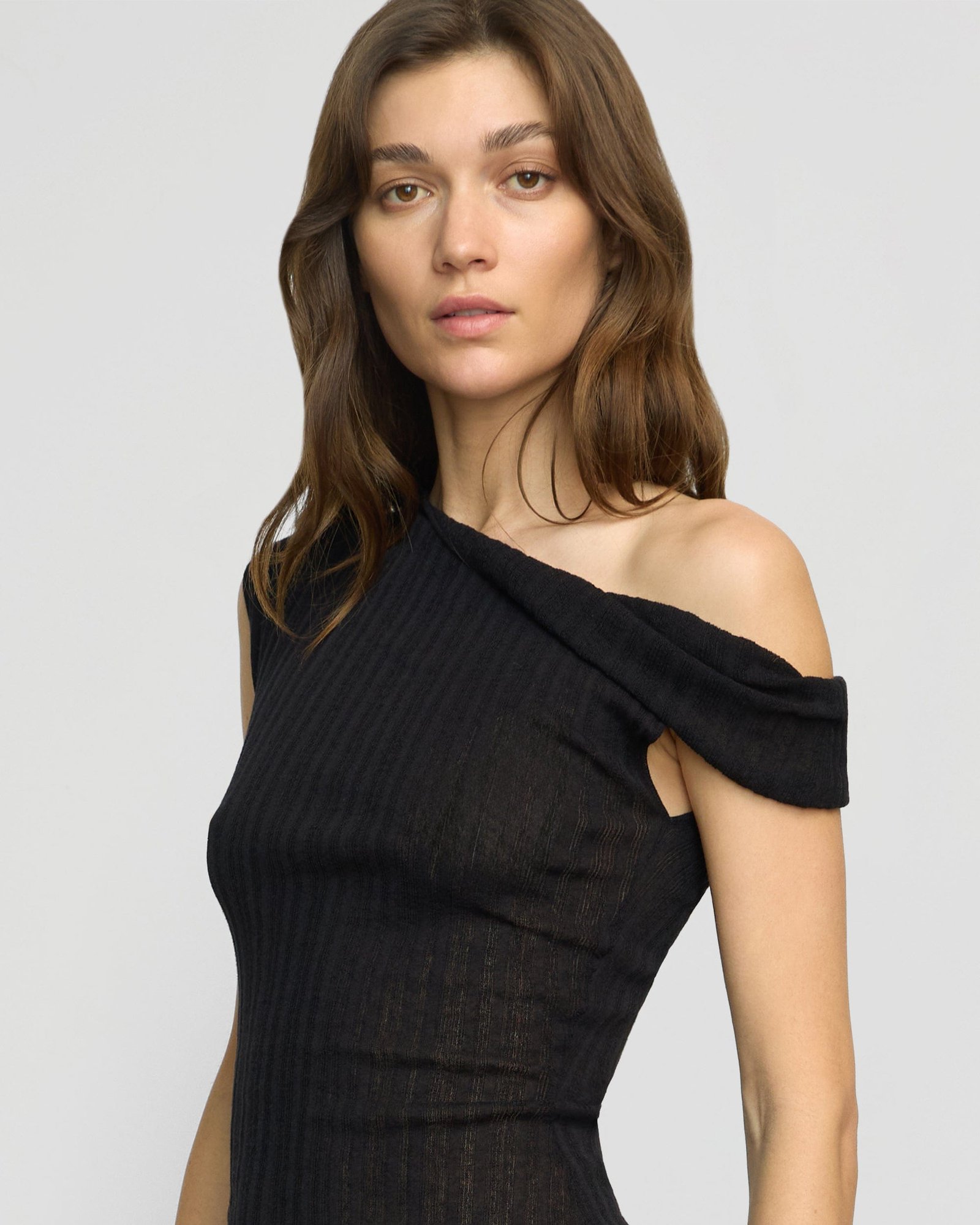 Saba Off-Shoulder Semi-Sheer Knit Top