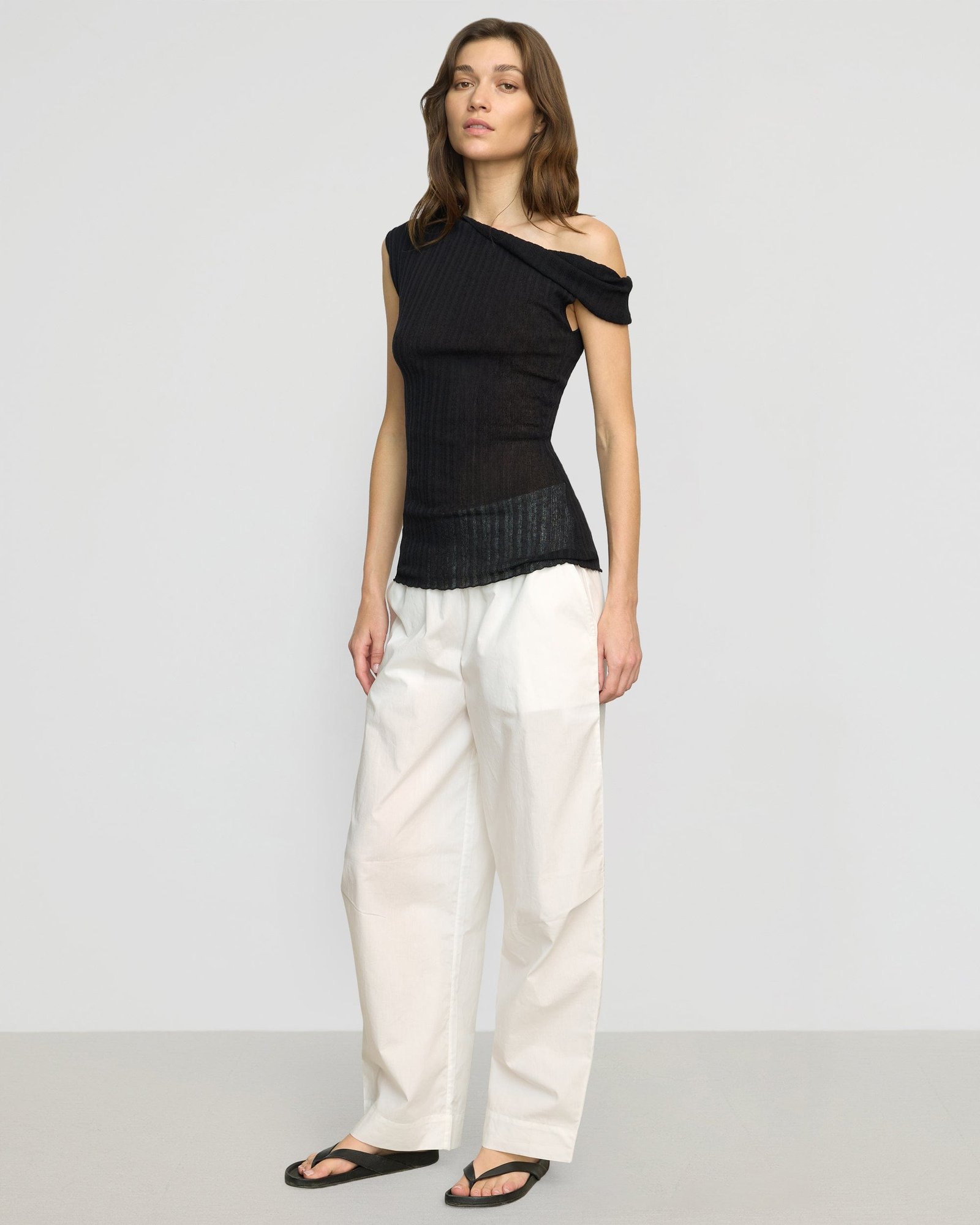 Saba Off-Shoulder Semi-Sheer Knit Top