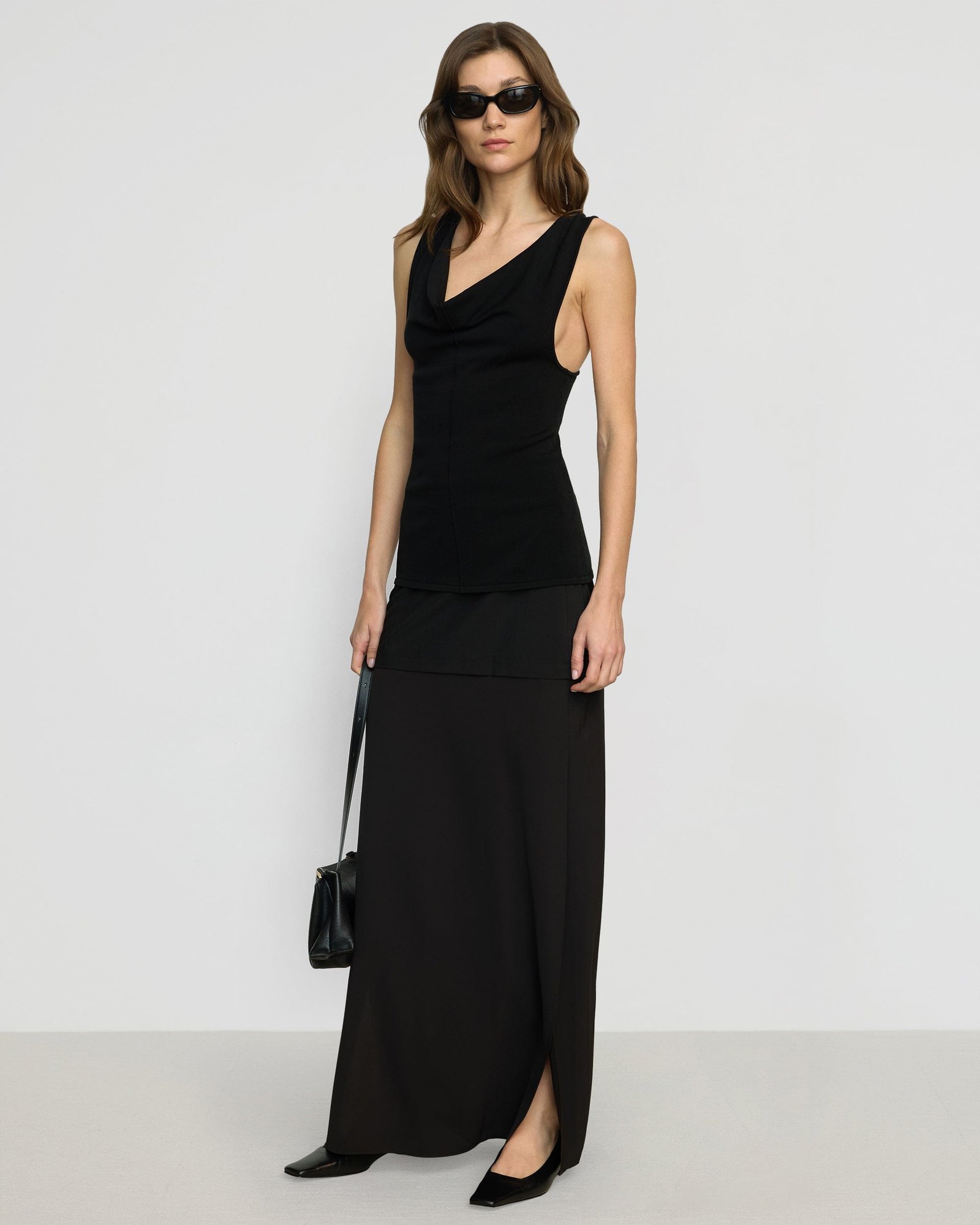 Valerie Cowl-Neck Racerback Knit Top