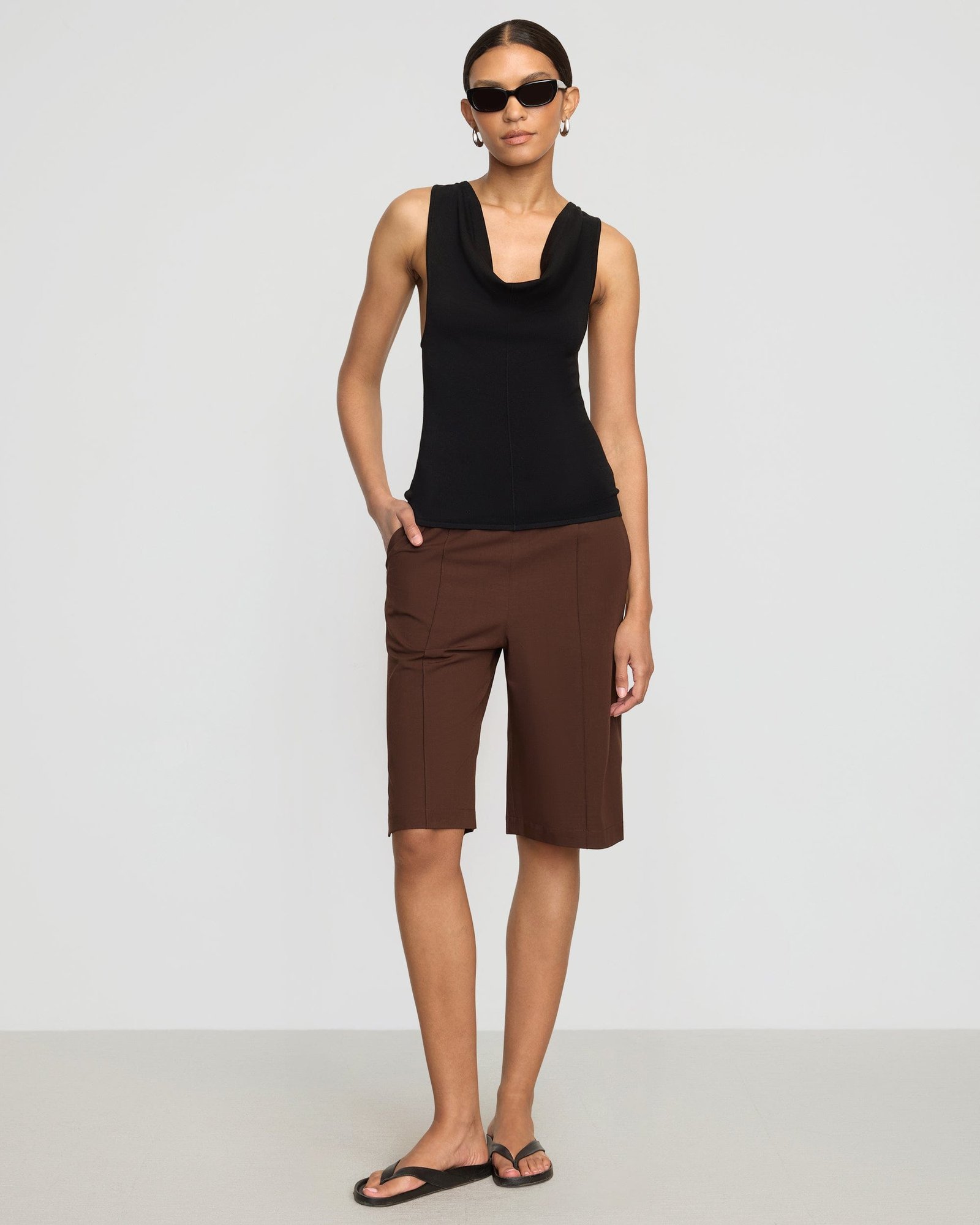 Valerie Cowl-Neck Racerback Knit Top