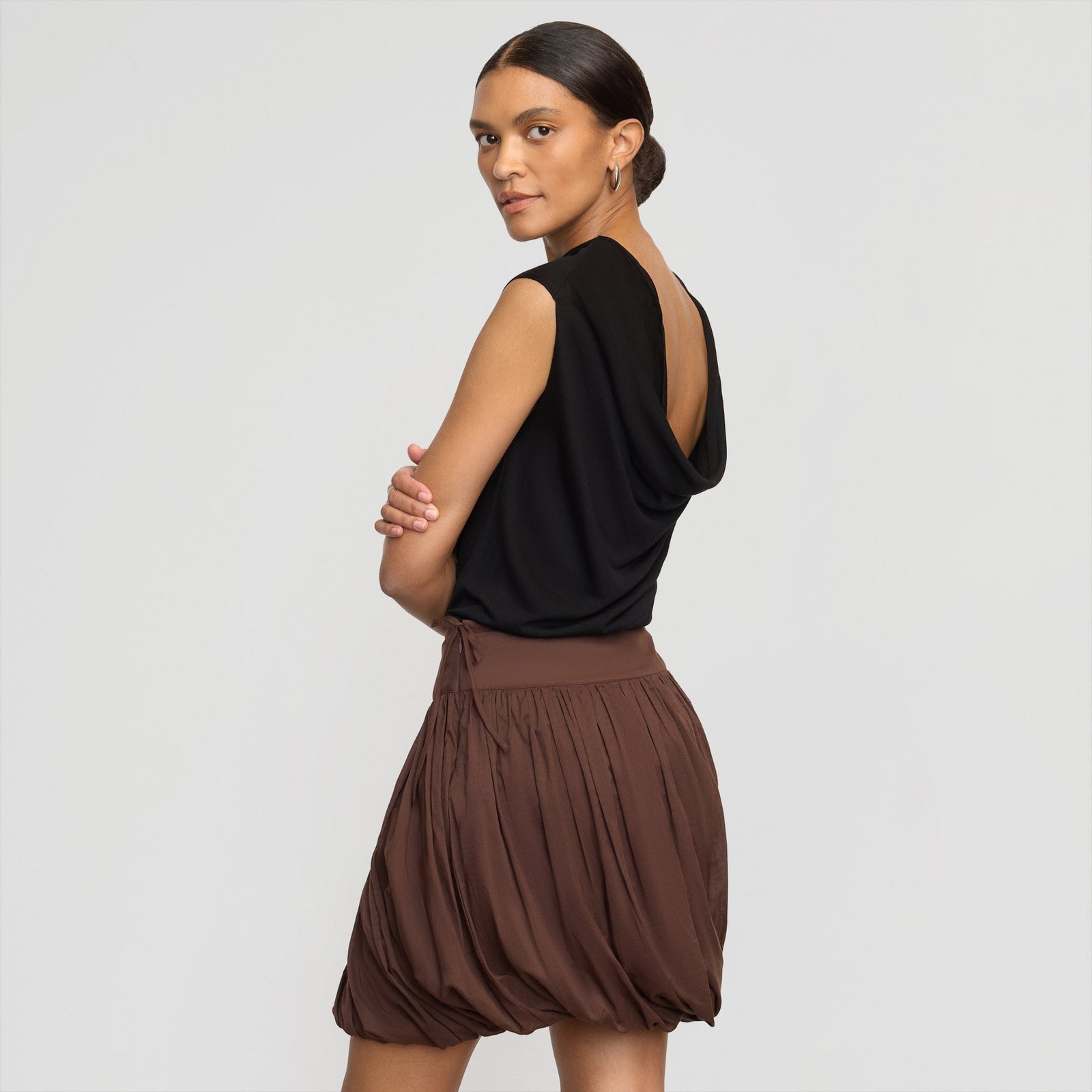 vallo-semi-sheer-cowl-back-knit-blouse-black-0