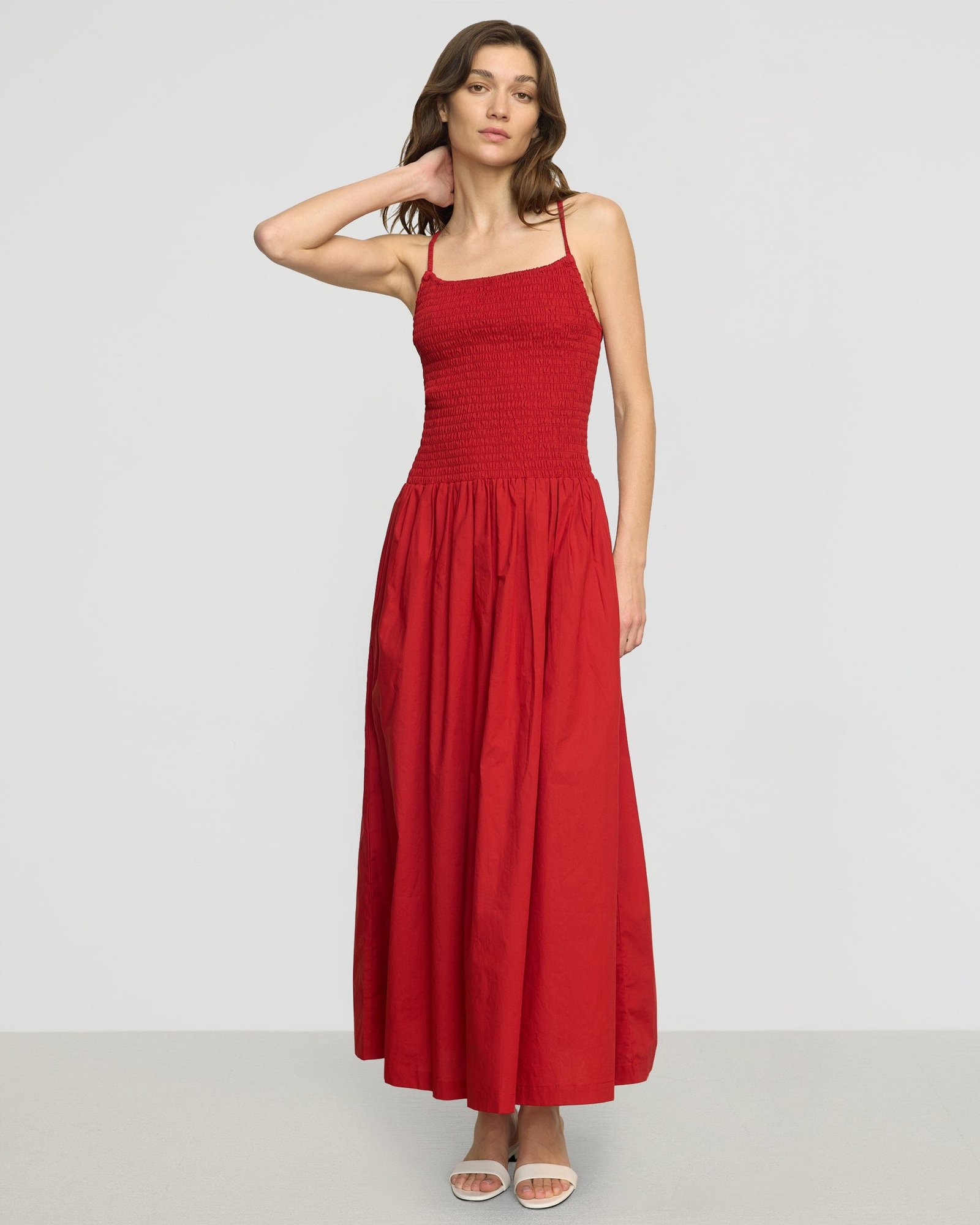 Venus Smocked Organic Cotton Midi Dress