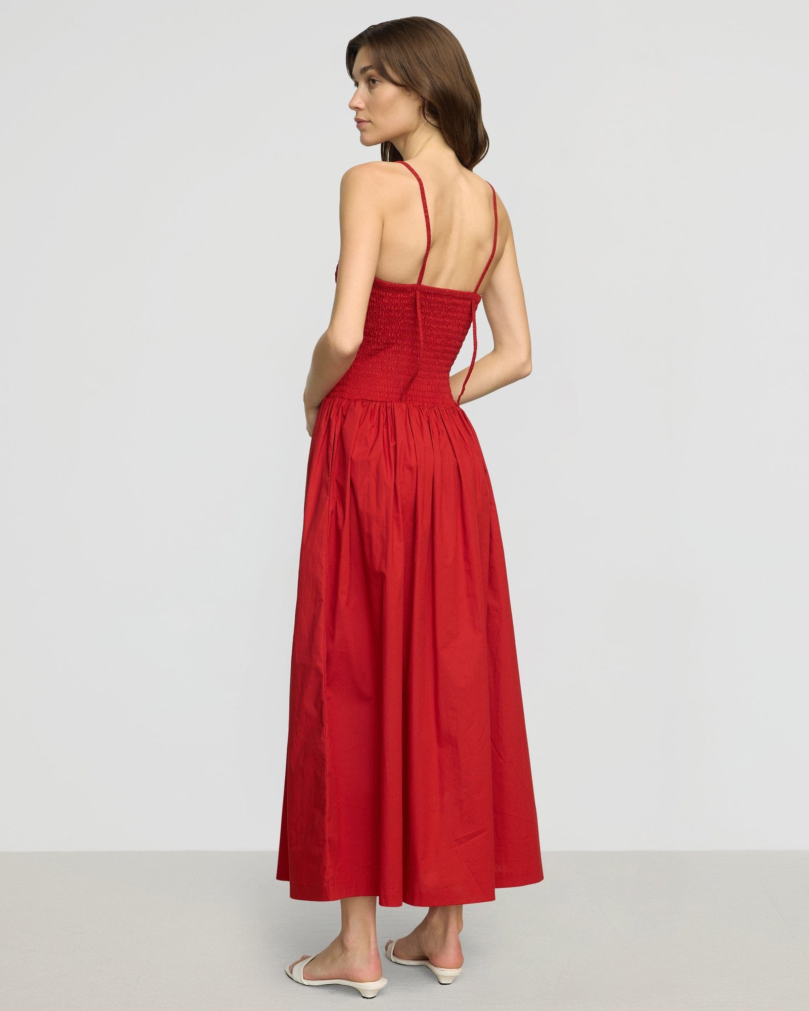 Venus Smocked Organic Cotton Midi Dress