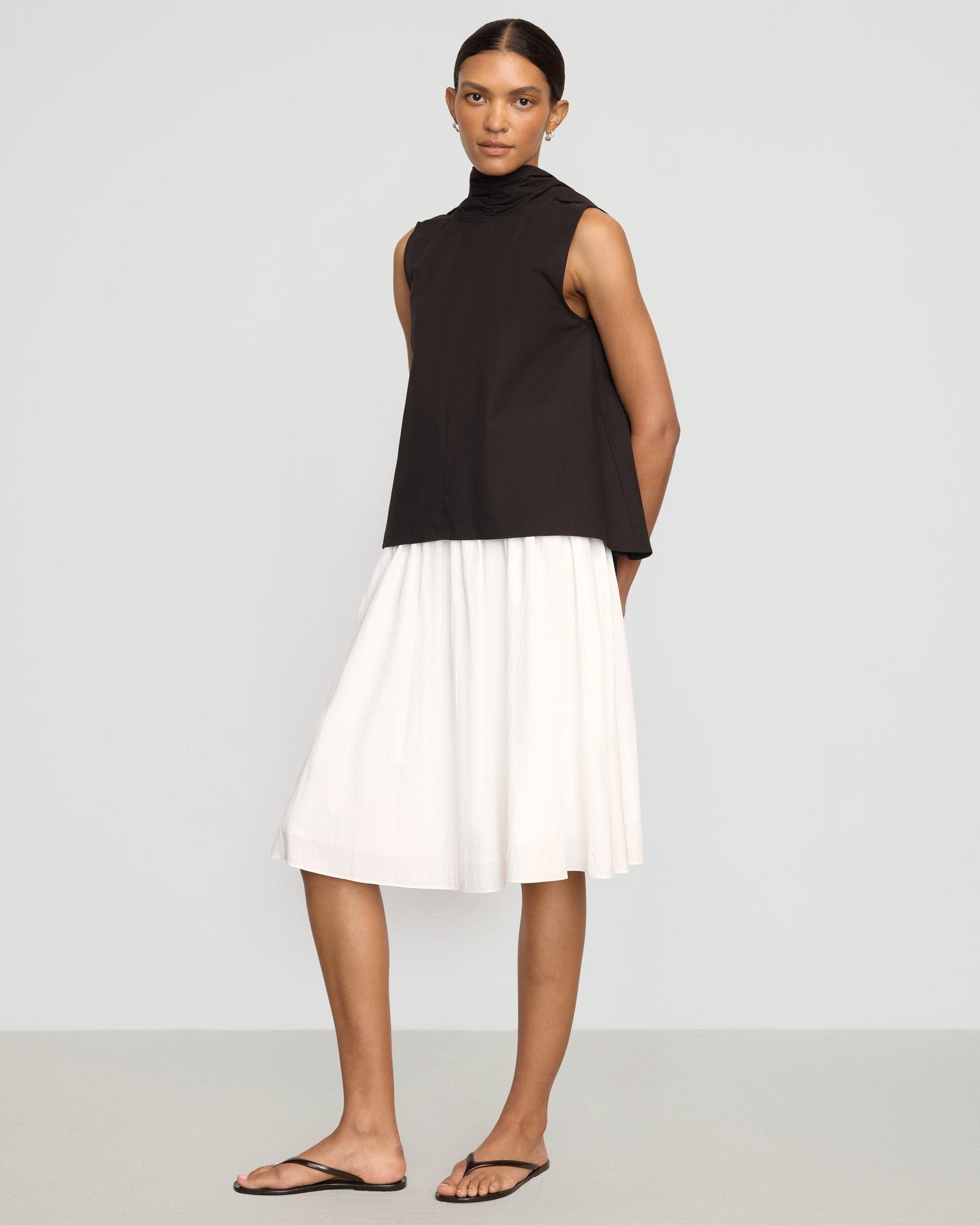 Zazie Shirred Stretch-Waist Midi Skirt