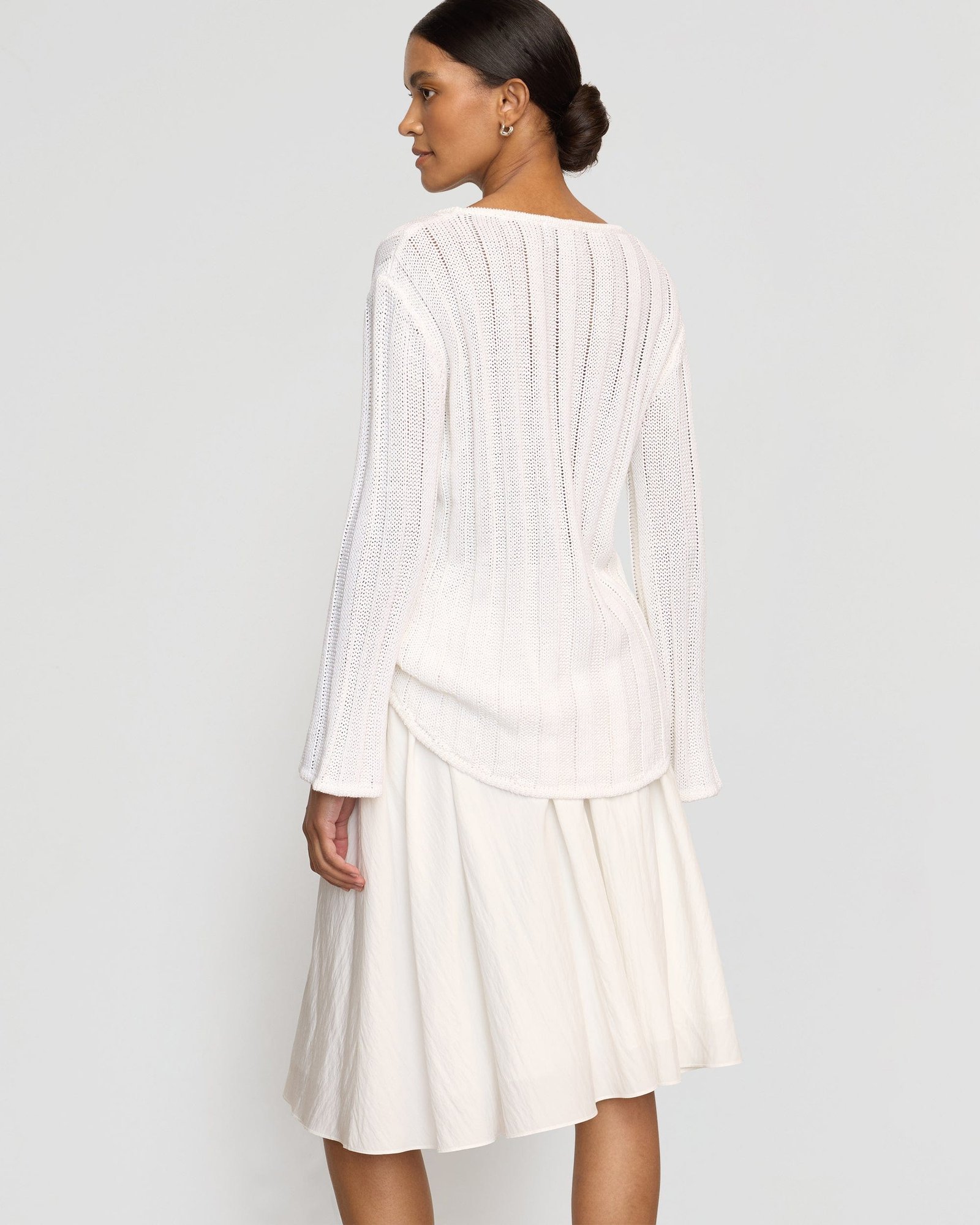 Zazie Shirred Stretch-Waist Midi Skirt